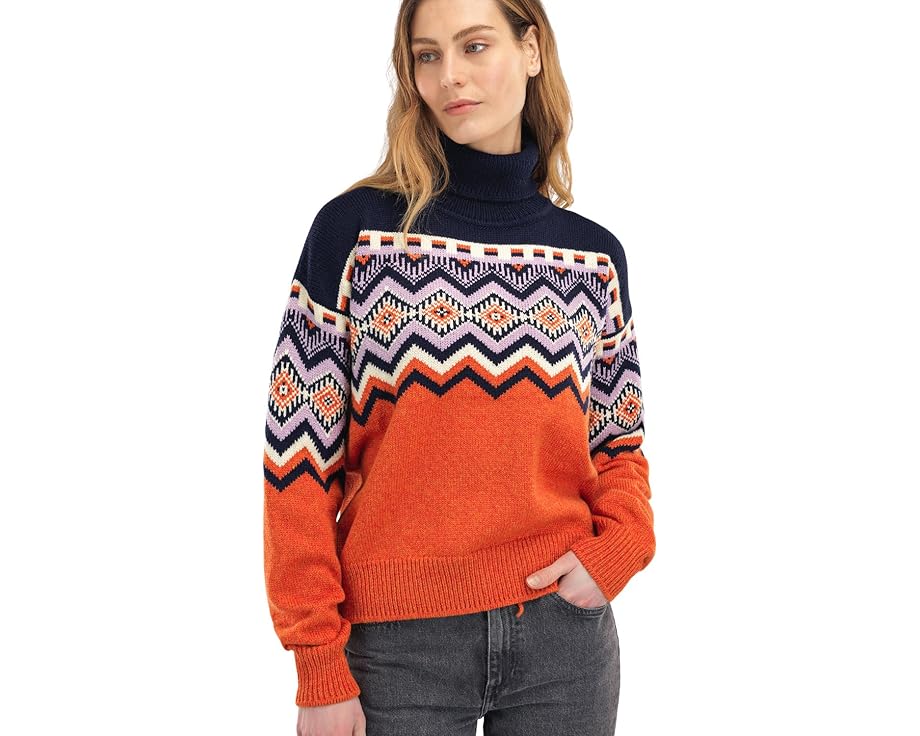 デールオブノルウェー トレーナー 橙 オレンジ 紺色 ネイビー 白色 ホワイト レディース 【 DALE OF NORWAY RANDABERG SWEATER / ORANGE NAVY OFF WHITE LAVENDER 】 レディースファッション トップス ニット セ