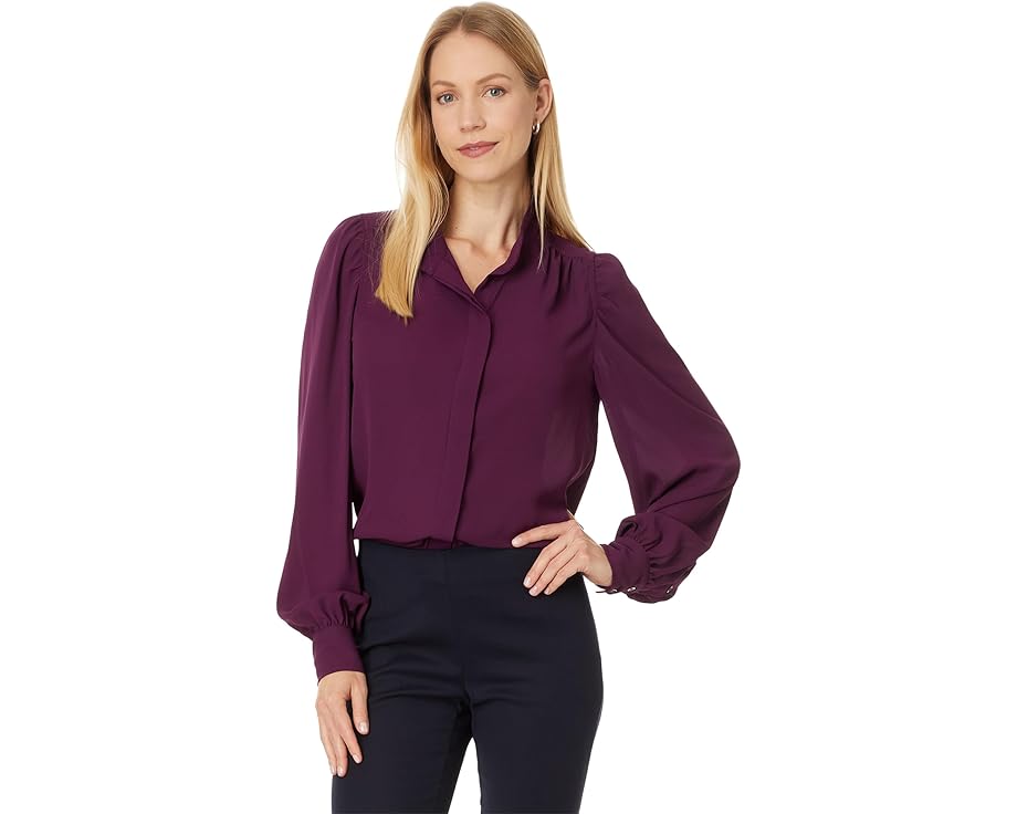 スリーブ 長袖 レディース 【 CECE LONG SLEEVE OPEN COLLAR BLOUSE WITH HIDDEN PLACKET / 】 レディースファッション トップス Tシャツ カットソー