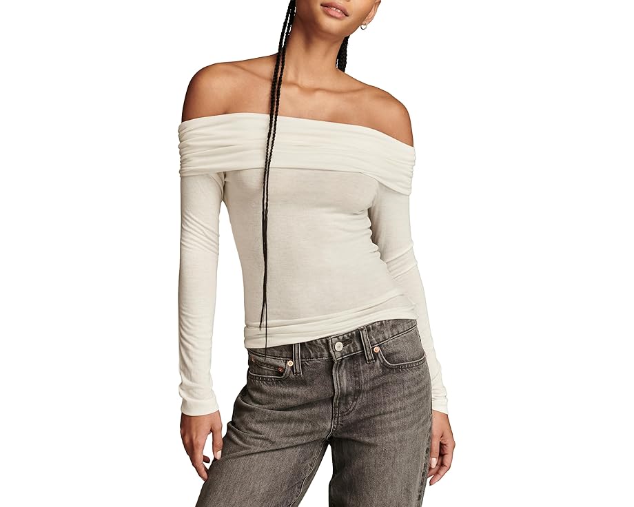 ラッキーブランド 白色 ホワイト レディース 【 LUCKY BRAND OFF THE SHOULDER TOP / WHISPER WHITE 】 レディースファッション トップス Tシャツ カットソー|スニケス