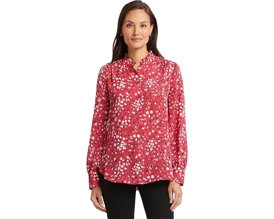 エヌワイディージェイ レディース 【 NYDJ RUFFLE NECK BLOUSE / CHERRY CREEK 】 レディースファッション トップス Tシャツ カットソー