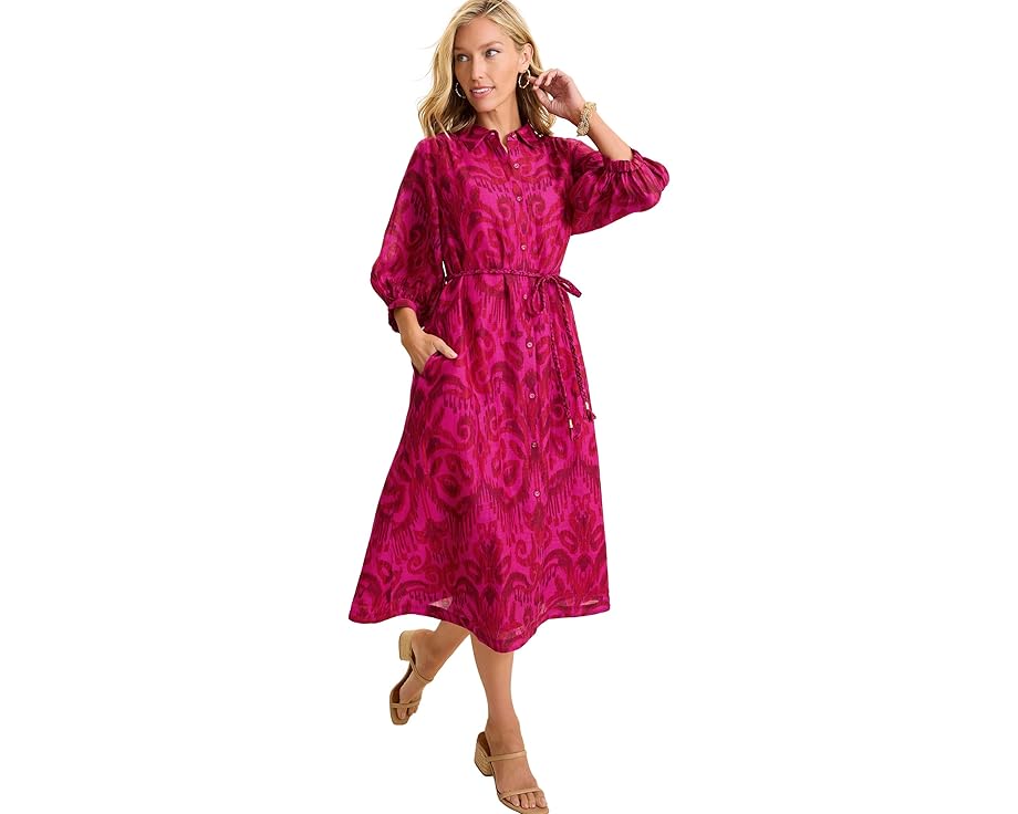 トミーバハマ リバーシブル ピンク レディース 【 TOMMY BAHAMA REVERSIBLE SEASIDE IKAT MIDI SHIRTDRESS / PINK PAPAYA 】 レディースファッション ドレス