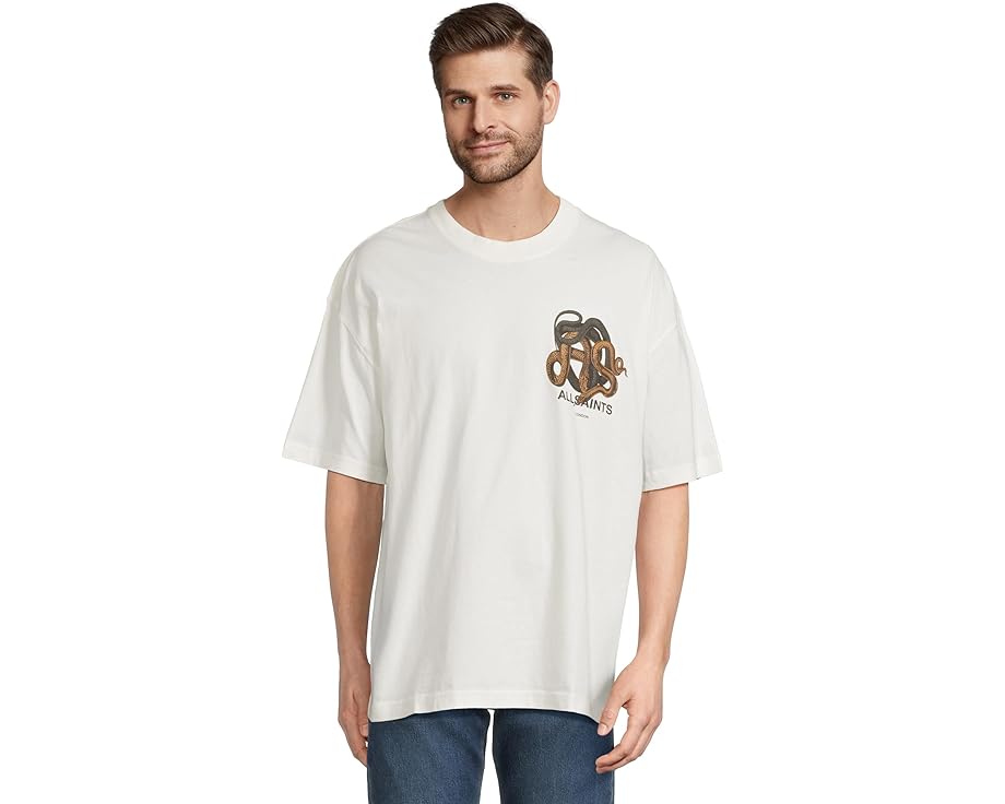オールセインツ スリーブ クルー 白色 ホワイト 半袖 メンズ 【 ALLSAINTS RETICULATE SHORT SLEEVE CREW / CHALK WHITE 】 メンズファッション トップス Tシャツ カットソー｜スニケス