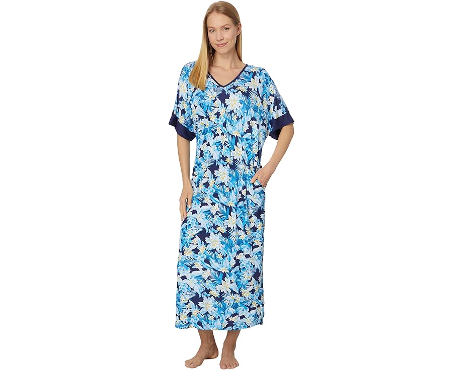 トミーバハマ 紺色 米国海軍 レディース 【 TOMMY BAHAMA FLORAL CAFTAN / NAVY FLORAL 】 肌付き 肌付き ナイト爵御召しもの ナイト爵 御部屋 パジャマ