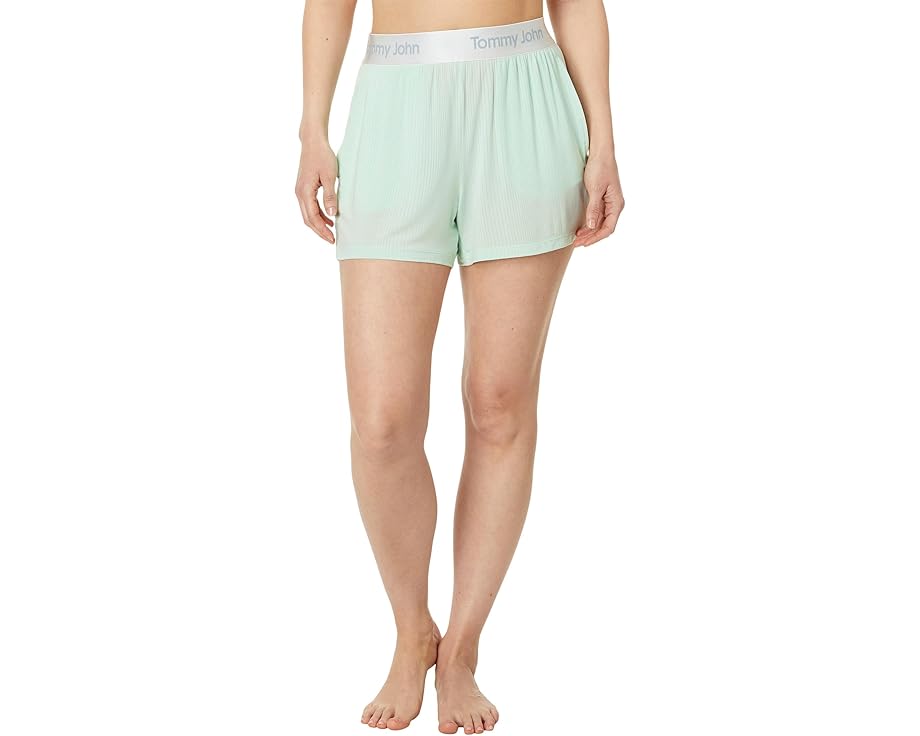 トミージョン さる股引き 二分の一ズボン下 翡翆 ジェード レディース 【 TOMMY JOHN SECOND SKIN LUXE RIB SLEEP SHORTS / MISTY JADE 】 肌付き 肌付き ナイト爵御召しもの ナイト爵 御部屋 パジャマ