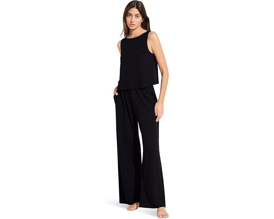 エバージェイ 黒色 ブラック レディース 【 EBERJEY ORGANIC LINEN PANTS / BLACK 】 インナー 下着 ナイトウエア ナイト ルーム パジャマ｜スニケス