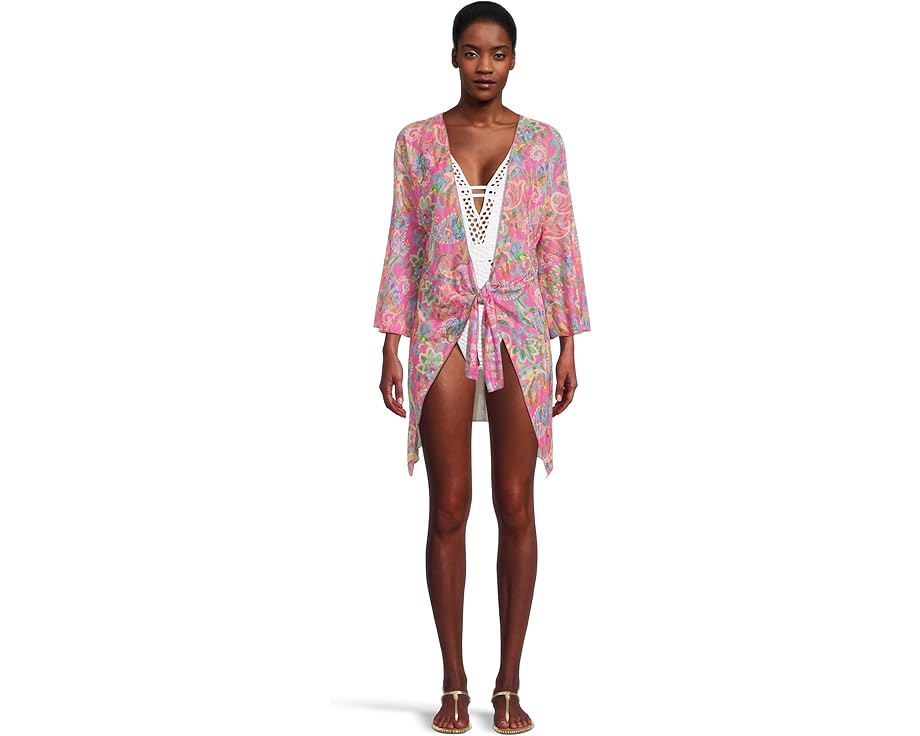 ベッカ ネクタイ カバーアップ レディース 【 BECCA POLYNESIA SHEER STRETCH MESH TIE FRONT COVER-UP / MULTICOLOR 】 レディースファッション 水着