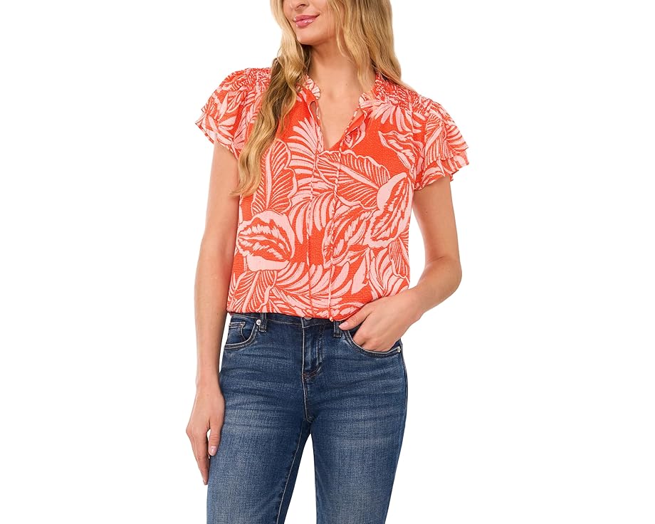 ネクタイ レディース 【 CECE TIE FRONT PRINTED BLOUSE / 】 レディースファッション トップス Tシャツ カットソー