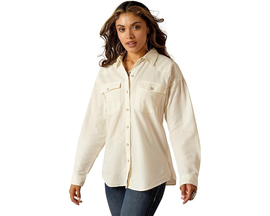 アリアット レディース 【 ARIAT WILKES BLOUSE SHIRT / CLOUD DANCER 】 レディースファッション トップス Tシャツ カットソー