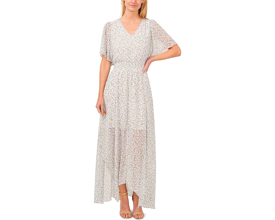 捩り 御召しもの 象牙色 マキシ御召しもの レディース 【 CECE SMOCKED WAIST FLOWY SLEEVE MAXI DRESS / NEW IVORY 】 レディース流行り物