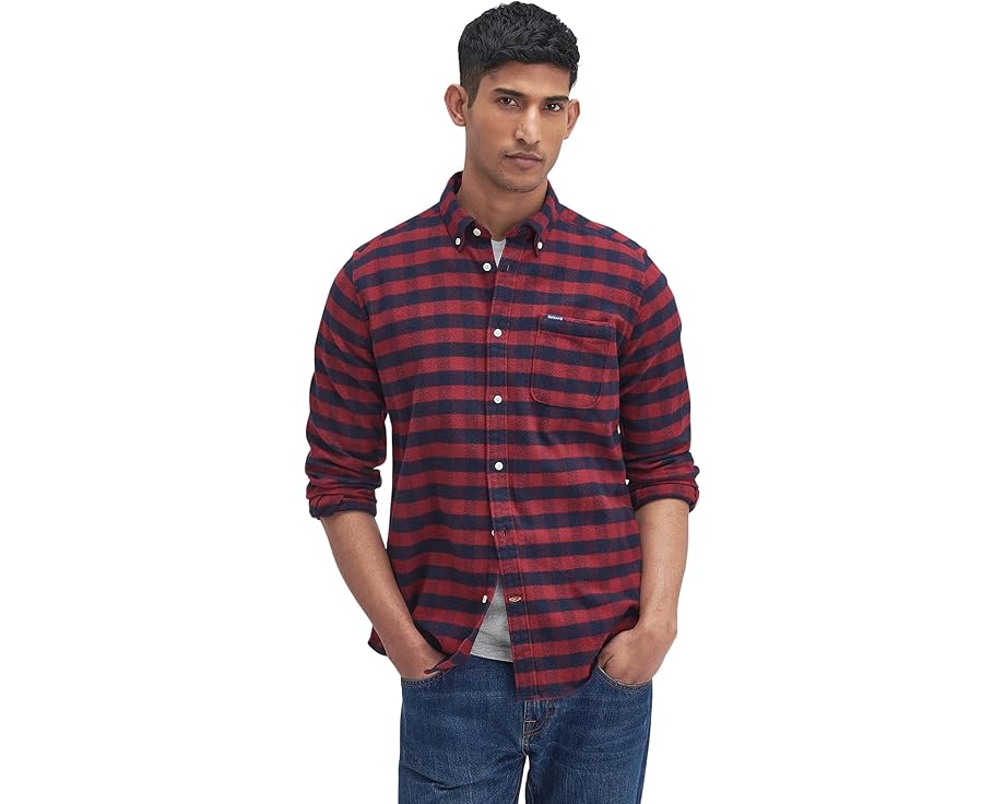 バブアー 赤 レッド メンズ 【 BARBOUR ENDFIELD TAILORED GINGHAM SHIRT / RED 】 メンズファッション トップス Tシャツ カットソー｜スニケス