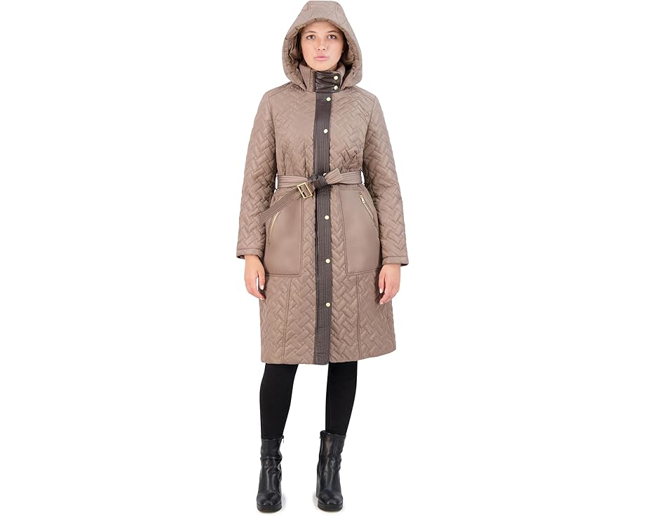 コールハーン フード付 レディース 【 COLE HAAN HOODED LONG BELTED COAT / CASHEW 】｜スニケス