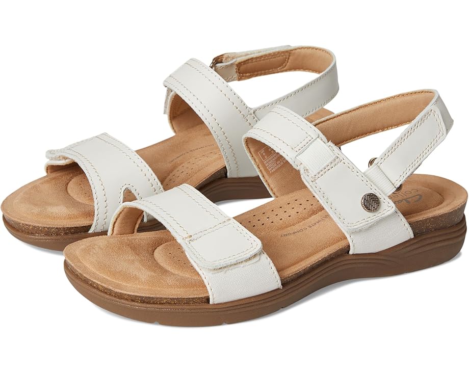 クラークス 白色 ホワイト レザー レディース 【 CLARKS APRIL CLOVER / OFF WHITE COMBI LEATHER 】 サンダル