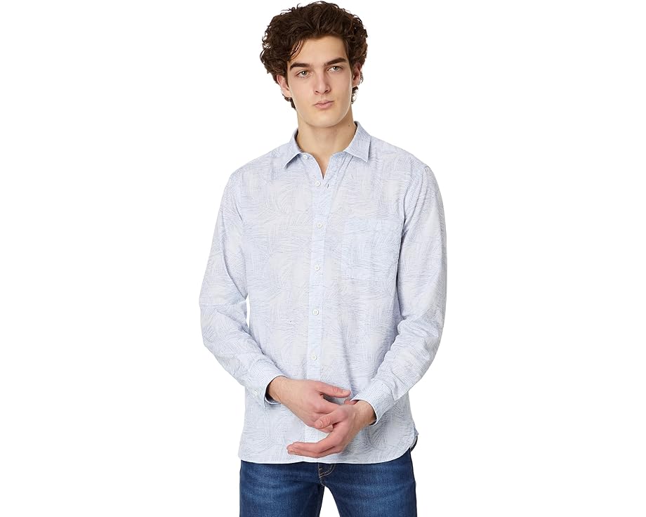 ジョンストンアンドマーフィー 青色 ブルー & メンズ 【 JOHNSTON & MURPHY FOLIAGE STRIPED LINEN SHIRT / BLUE 】 メンズファッション トップス Tシャツ カットソー