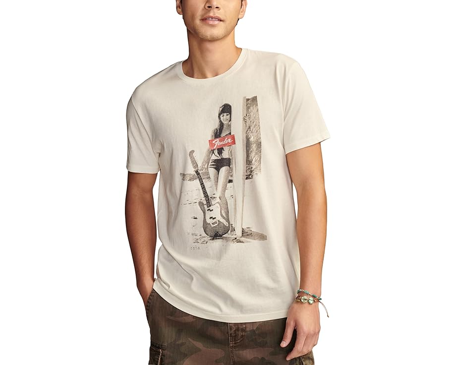 ラッキーブランド 白色 ホワイト メンズ 【 LUCKY BRAND FENDER SURFER GIRL / LILLY WHITE 】 メンズファッション トップス Tシャツ カットソー