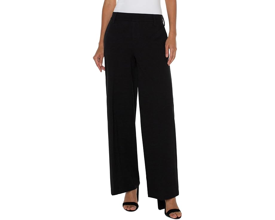 【小さめ】 ニット 黒色 ブラック ロサンゼルス レディース 【 LIVERPOOL LOS ANGELES PETITE KELSEY KNIT WIDE LEG TROUSER / BLACK 】 レディースファッション ボトムス パンツ