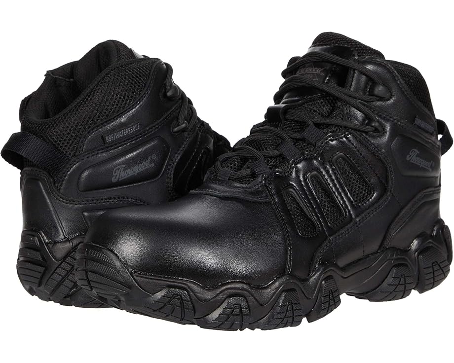 ソログッド ミッド 黒色 ブラック メンズ 【 THOROGOOD CROSSTREX SIDE ZIP MID WATERPROOF COMP TOE POLISHED / BLACK 】 ブーツ｜スニケス