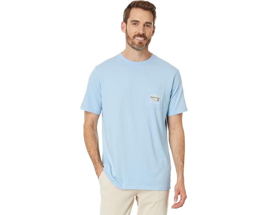 ヴィニヤードヴァインズ スリーブ Tシャツ 青色 ブルー 半袖 メンズ 【 VINEYARD VINES SUNSET PIER BERNESE SHORT SLEEVE TEE / JAKE BLUE 】 メンズファッション トップス カットソー｜スニケス
