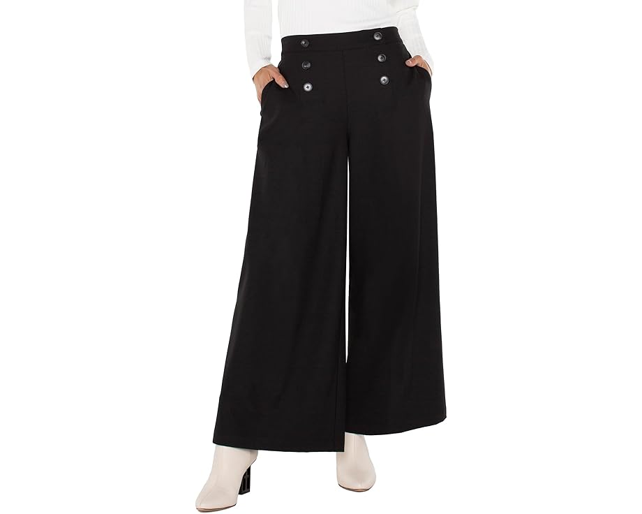 ミッド ライズ ウーブン 黒色 ブラック ロサンゼルス レディース 【 LIVERPOOL LOS ANGELES SAILOR WIDE LEG MID RISE TEXTURED STRETCH WOVEN / BLACK 】 レディースファッション ボトムス パンツ