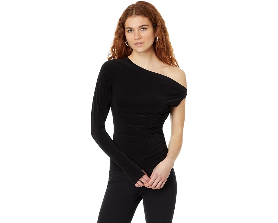 スリーブ レディース 【 NORMA KAMALI ONE SLEEVE DROP SHOULDER SIDE DRAPE TOP / 】 レディースファッション トップス Tシャツ カットソー