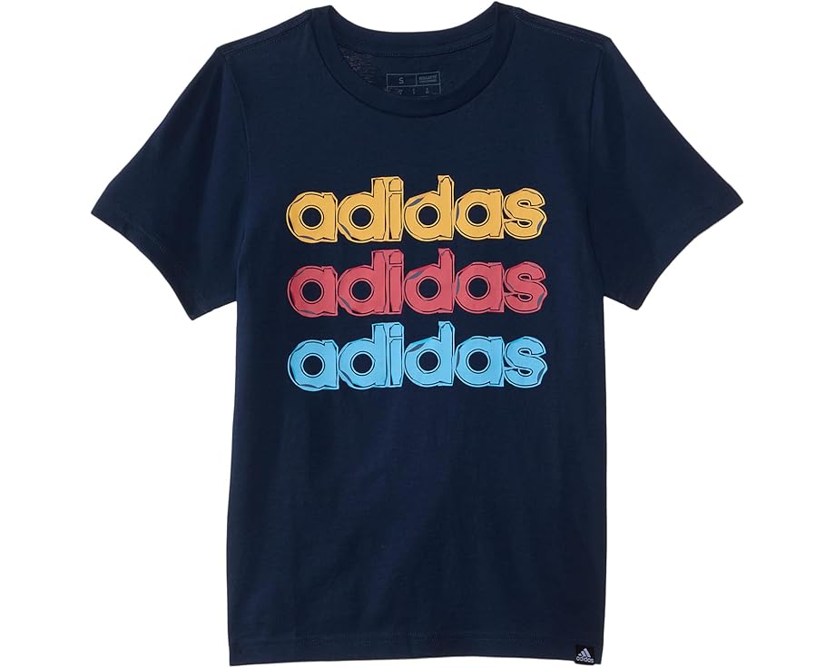 アディダス Tシャツ 紺色 ネイビー ジュニア キッズ 【 ADIDAS KIDS SS LINEAR STACK TEE / NAVY 】 ベビー マタニティ トップス カットソー