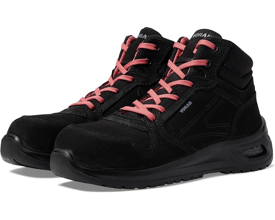 エナジー ミッド 黒色 ブラック スニーカー レディース 【 VORAN SPORTSAFE ENERGY MID COMP TOE EH / BLACK 】