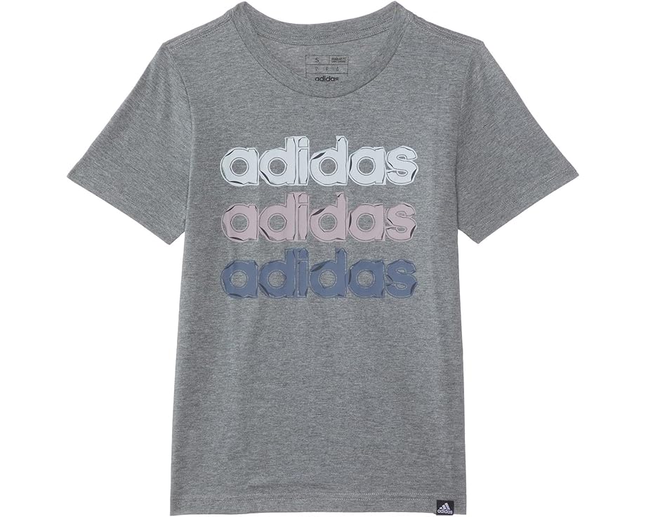 アディダス Tシャツ チャコール 灰色 グレー ジュニア キッズ 【 ADIDAS KIDS SS LINEAR STACK HTHR TEE / CHARCOAL GREY 】 ベビー マタニティ トップス カットソー