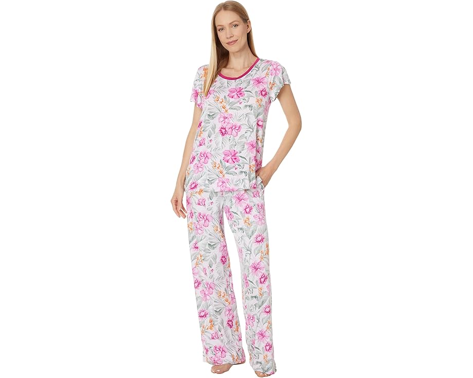 トミーバハマ ズボン下 捩り 半袖 レディース 【 TOMMY BAHAMA LONG PANT SHORT SLEEVE PJ SET / BLUSH FLORAL 】 肌付き 肌付き ナイト爵御召しもの ナイト爵 御部屋 パジャマ