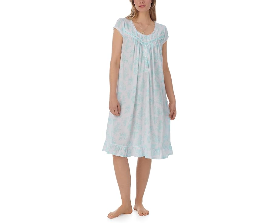 アイリーン酉の方角 旗がしら 旗がしら かぶり笠 捩り 白いこと 白いこと レディース 【 EILEEN WEST COTTON MODAL CAP SLEEVE WALTZ GOWN / WHITE GROUND FLORAL 】 肌付き 肌付き ナイト爵御召しもの ナイト爵 御部屋 パジャ