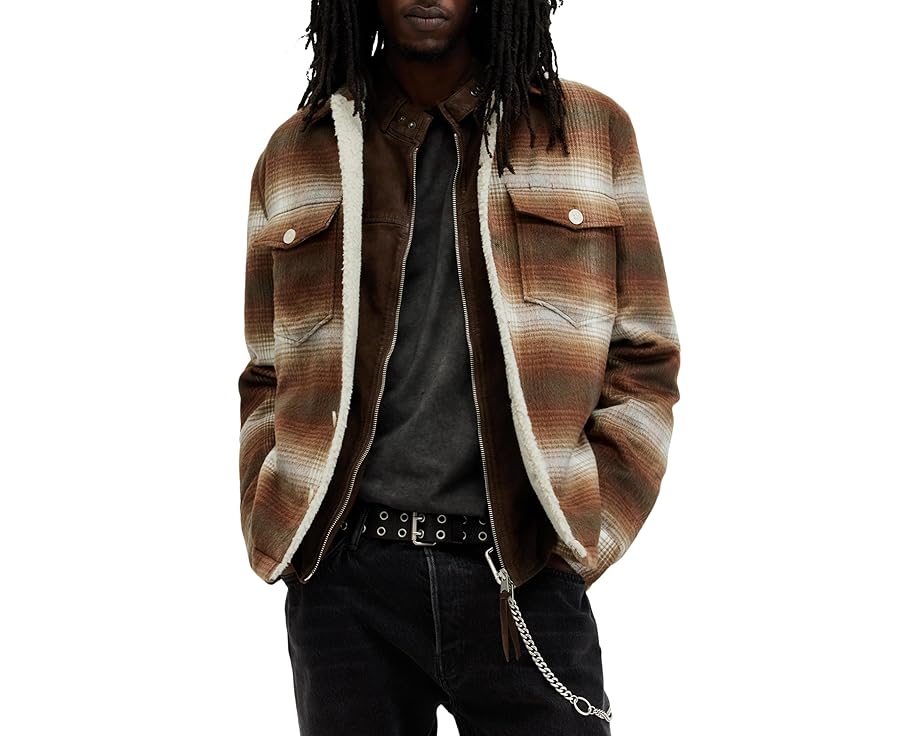 オールセインツ 上衣 赤銅色 赤銅色 メンズ 【 ALLSAINTS ORMOND JACKET / BROWN 】 メンズ流行り物 厚地の外套