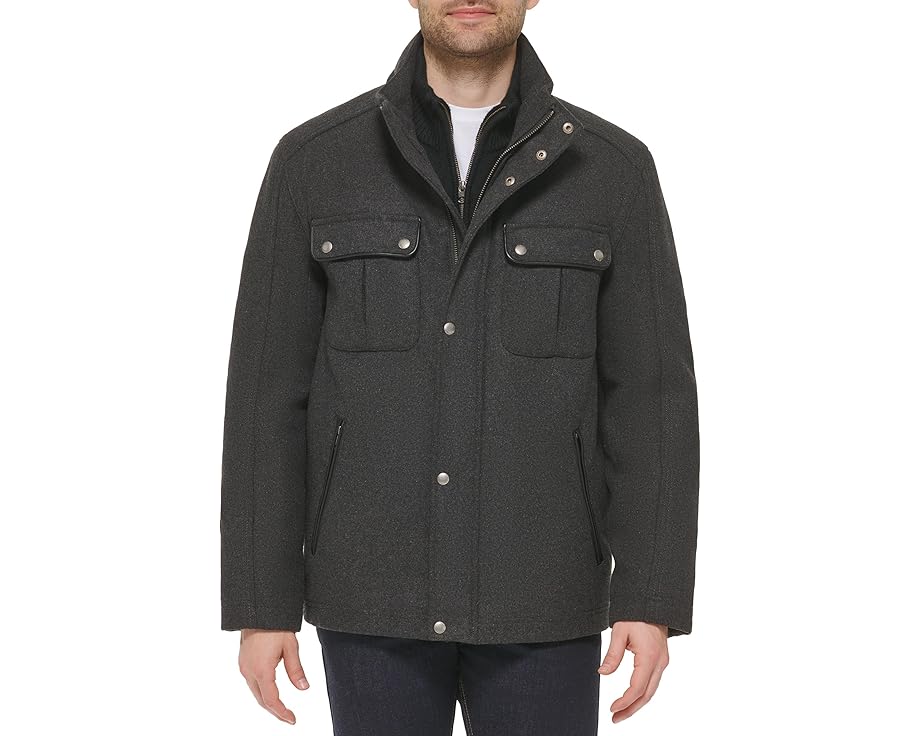 コールハーン ジャケット チャコール メンズ 【 COLE HAAN STAND COLLAR WOOL JACKET / CHARCOAL 】 メンズファッション コート