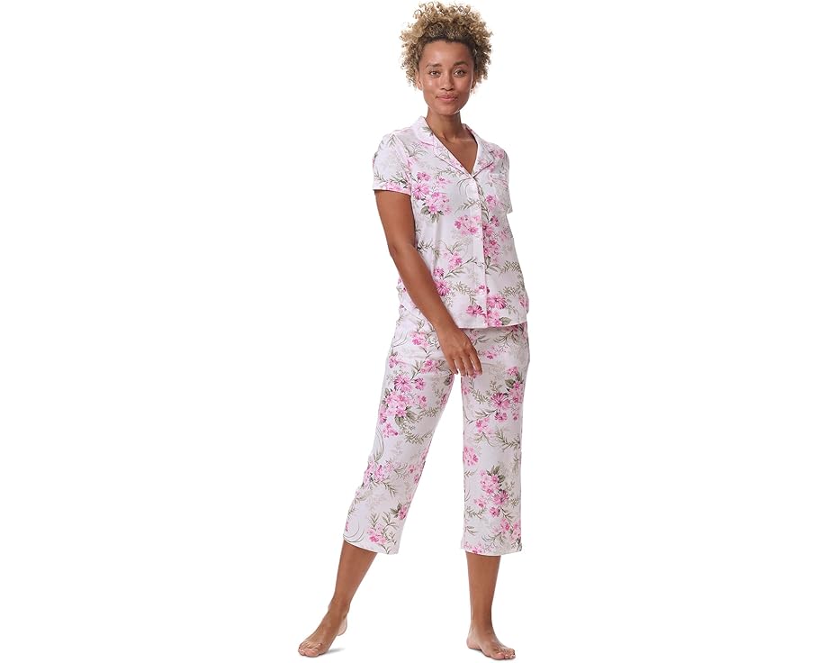 カレンノイブルガー 捩り 半袖 レディース 【 KAREN NEUBURGER SHORT SLEEVE GIRLFRIEND CAPRI PJ SET / 】 肌付き 肌付き ナイト爵御召しもの ナイト爵 御部屋 パジャマ