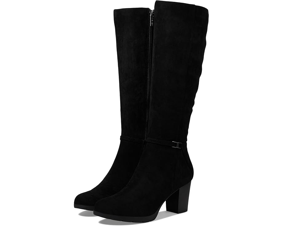 アンクライン 黒色 ブラック スエード スウェード レディース 【 ANNE KLEIN REACHUP / BLACK SUEDE 】 ブーツ|スニケス