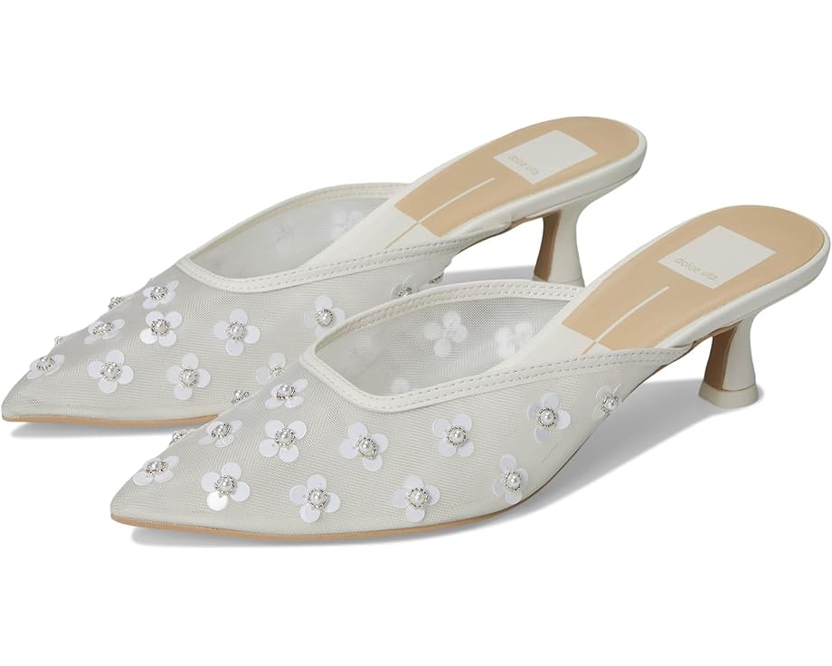 ドルチェヴィータ パール 白色 ホワイト レディース 【 DOLCE VITA CLARA PEARL / TRUE WHITE DAISY MESH 】 パンプス