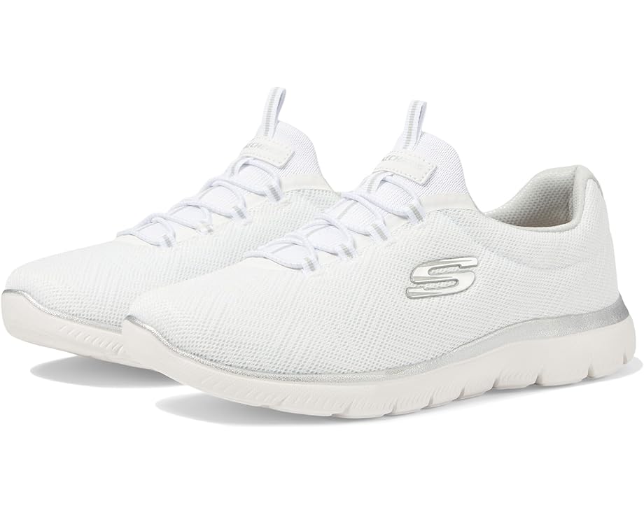 スケッチャーズ 白いこと 白いこと しろがね色 しろがね色 スニーカー レディース 【 SKECHERS SUMMITS ARTISTRY CHIC / WHITE SILVER 】 靴-レディース靴-スニーカー