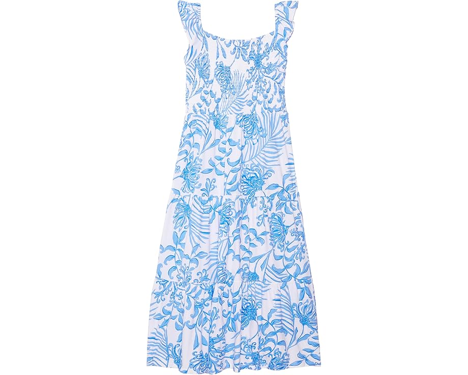 リリーピュリッツァー ドレス 白色 ホワイト ミディドレス ジュニア キッズ 【 LILLY PULITZER KIDS MINI JILLY MIDI DRESS / RESORT WHITE GLISTEN IN THE SUN 】 ベビー マタニティ