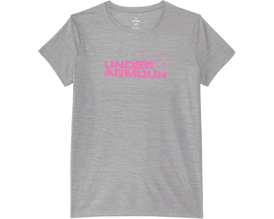 テック ロゴ スリーブ Tシャツ 黒色 ブラック レベル ピンク アンダーアーマー 半袖 ジュニア キッズ 【 UNDER ARMOUR KIDS TECH TWIST WORDMARK LOGO SHORT SLEEVE T-SHIRT / BLACK REBEL PINK 】 ベビー マタニティ