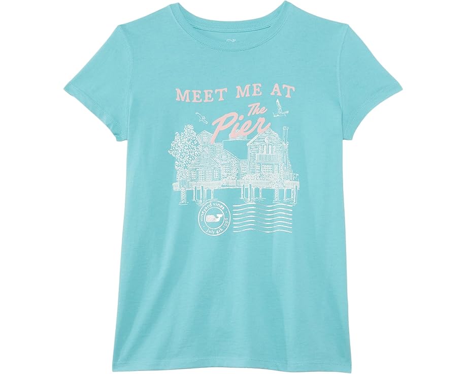 ヴィニヤードヴァインズ スリーブ Tシャツ アクア 半袖 ジュニア キッズ 【 VINEYARD VINES KIDS MEET ME AT SHORT SLEEVE TEE / AQUA OCEAN 】 ベビー マタニティ トップス カットソー