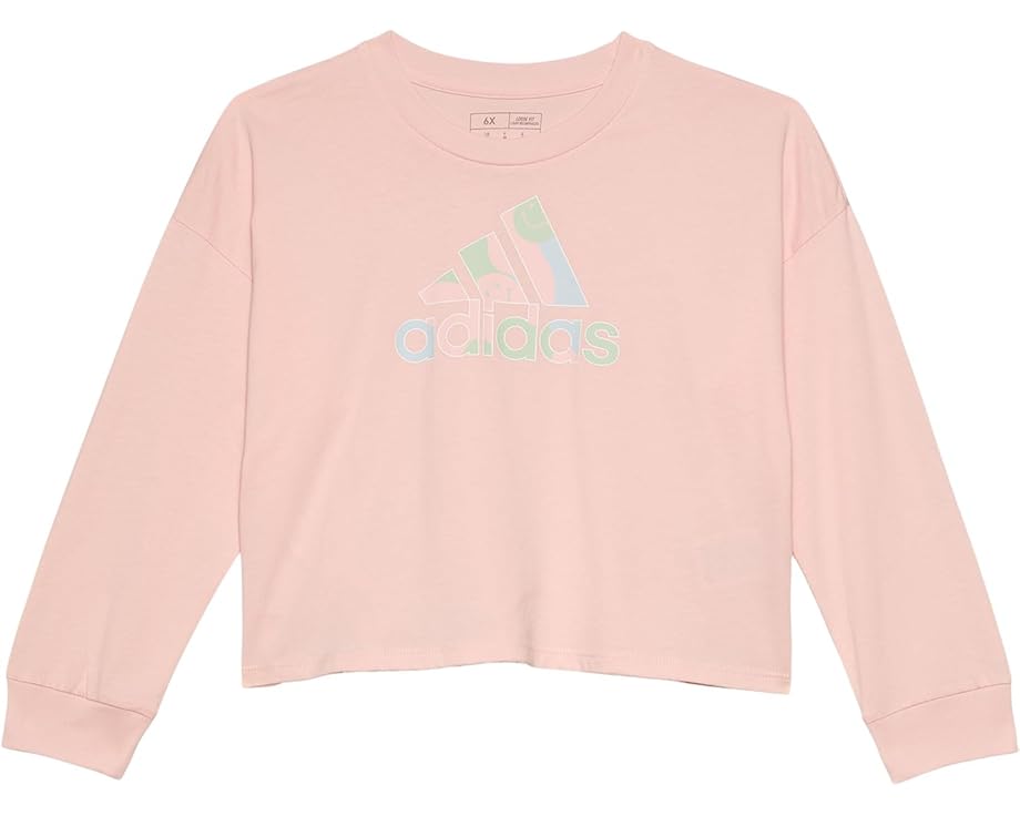 アディダス スリーブ クルー Tシャツ ピンク 長袖 ジュニア キッズ 【 ADIDAS KIDS LONG SLEEVE WAIST CREW TEE / PINK W MULTI 】 ベビー マタニティ トップス カットソー｜スニケス