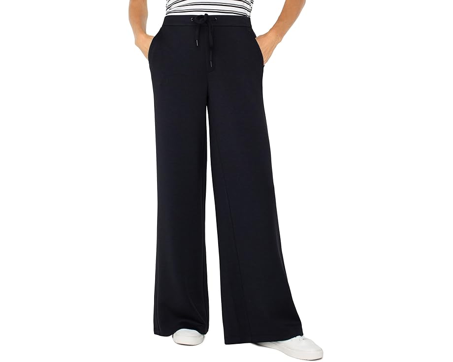 ニット クロップ 黒色 ブラック ロサンゼルス レディース 【 LIVERPOOL LOS ANGELES PLUSH COMFORT KNIT PULL ON WIDE LEG CROP TROUSER / BLACK 】 レディースファッション ボトムス パンツ|スニケス