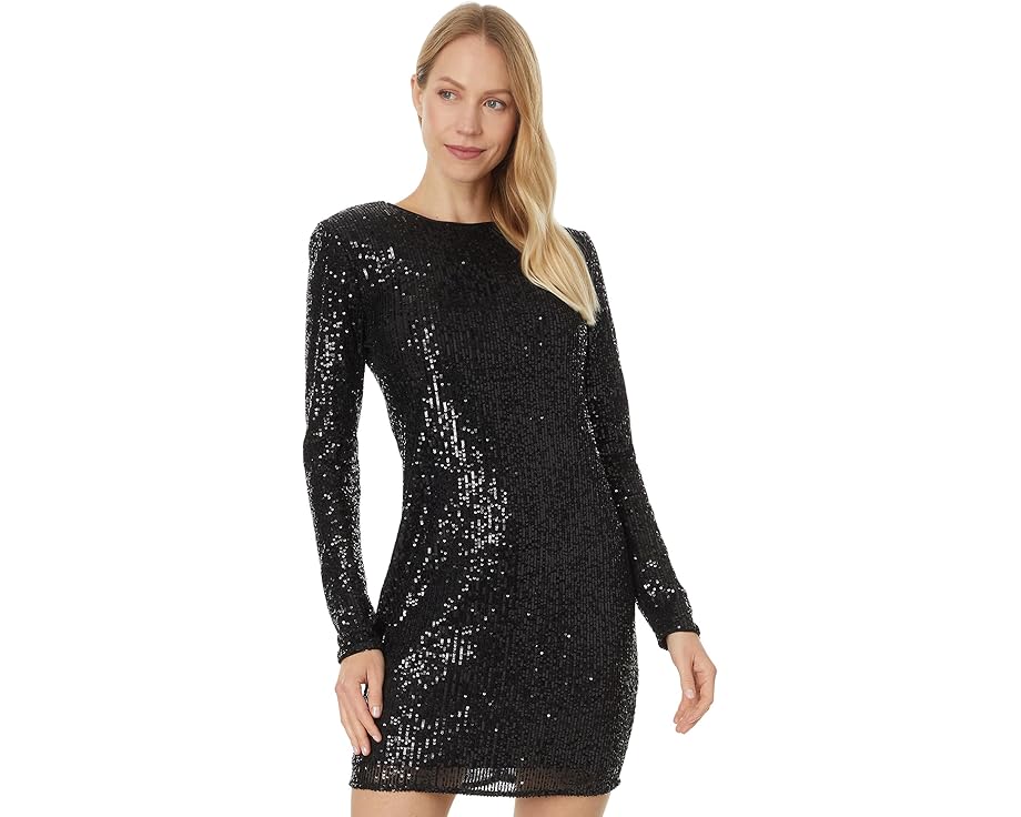 長袖 ロングスリーブ クルー ドレス 黒色 ブラック レディース 【 CECE L/S FITTED CREW NECK BOXY SHOULDER DRESS 060 / RICH BLACK 】 レディースファッション｜スニケス