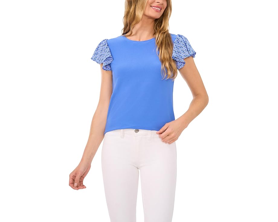 スリーブ ニット ナイト レディース 【 CECE MIXED MEDIA FLUTTER SLEEVE KNIT TOP / TROPIC NIGHT 】 レディースファッション トップス Tシャツ カットソー|スニケス