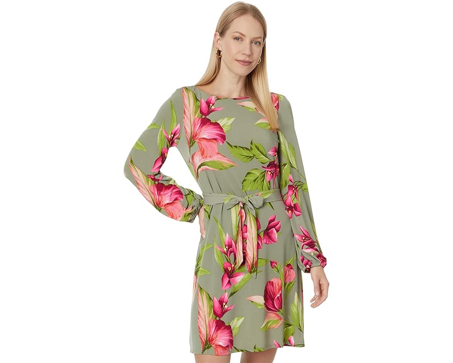 トミーバハマ 捩り 御召しもの 長袖 レディース 【 TOMMY BAHAMA LAVISH BLOOMS LONG SLEEVE SHORT DRESS / TEA LEAF 】 レディース流行り物