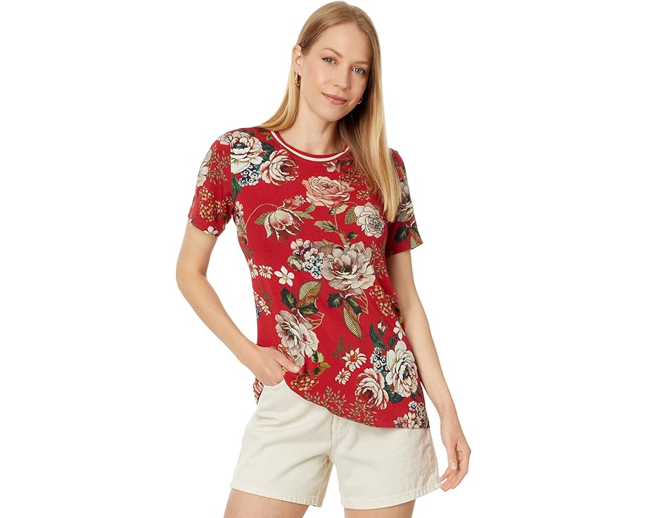 ジョニーワズ スリーブ クルー 半袖 レディース 【 JOHNNY WAS THE JANIE FAVORITE SHORT SLEEVE CREW NECK TEE- ATT / ATTAR FIREY PRINT 】 レディースファッション トップス Tシャツ カットソー