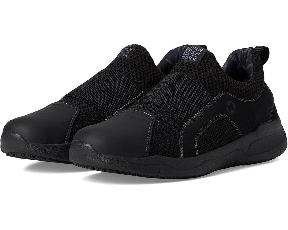 ナンブッシュ スリッポン 靴 スニーカー 黒色 ブラック メンズ 【 NUNN BUSH GRAZIE AP1 WORK SLIP-ON SLIP-RESISTANT SHOE EZ ON ATHLETIC STYLE SNEAKER / BLACK 】 ブーツ