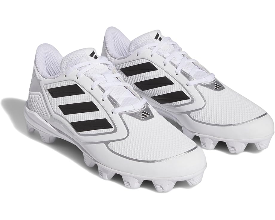 アディダス ミッド クリーツ スパイク 白色 ホワイト コア 黒色 ブラック 銀色 シルバー スニーカー レディース 【 ADIDAS PUREHUSTLE 3 MID SOFTBALL CLEATS / FOOTWEAR WHITE CORE BLACK SILVER 】