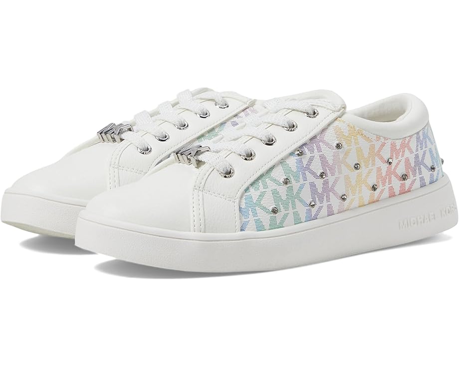 マイケルマイケルコース 白色 ホワイト 虹色 レインボー ジュニア キッズ 【 MICHAEL MICHAEL KORS KIDS JEM CRYSTAL MONOGRAM / WHITE RAINBOW 】 ベビー マタニティ スニーカー