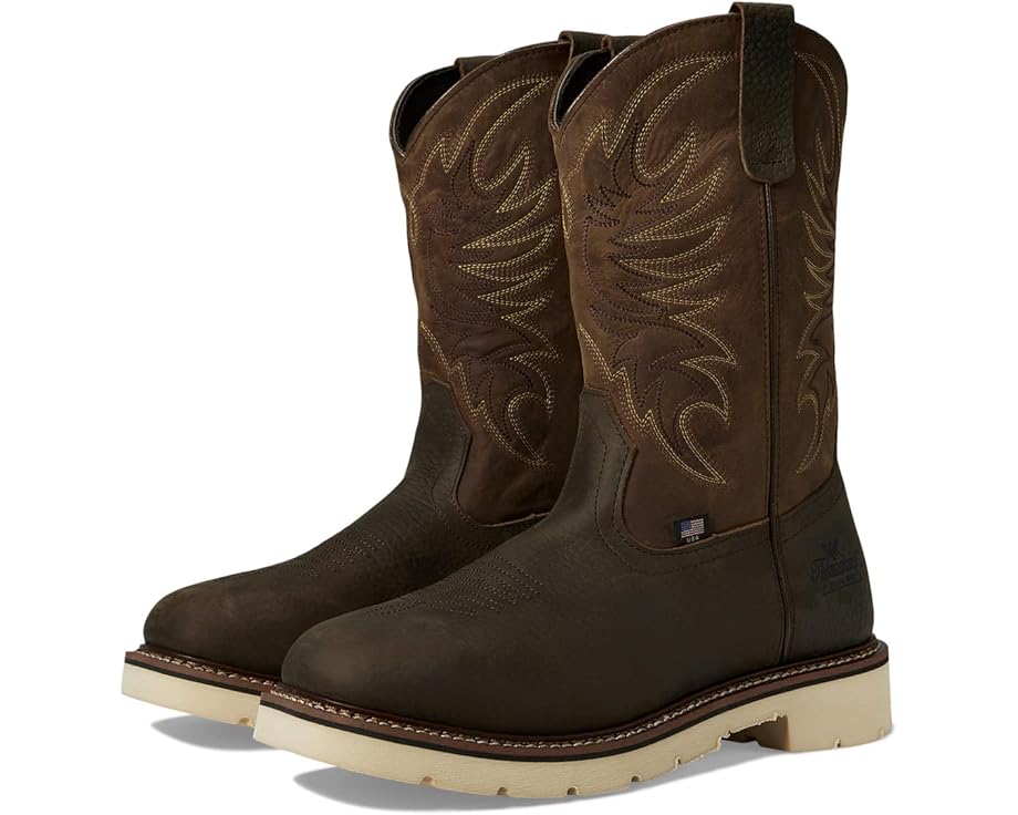 ソロ好ましい クレイジー 赤銅色 赤銅色 メンズ 【 THOROGOOD AMERICAN HERITAGE SQUARE TOE WELLINGTON / CRAZY HORSE UPPER PEBBLE BROWN 】 ブーツ