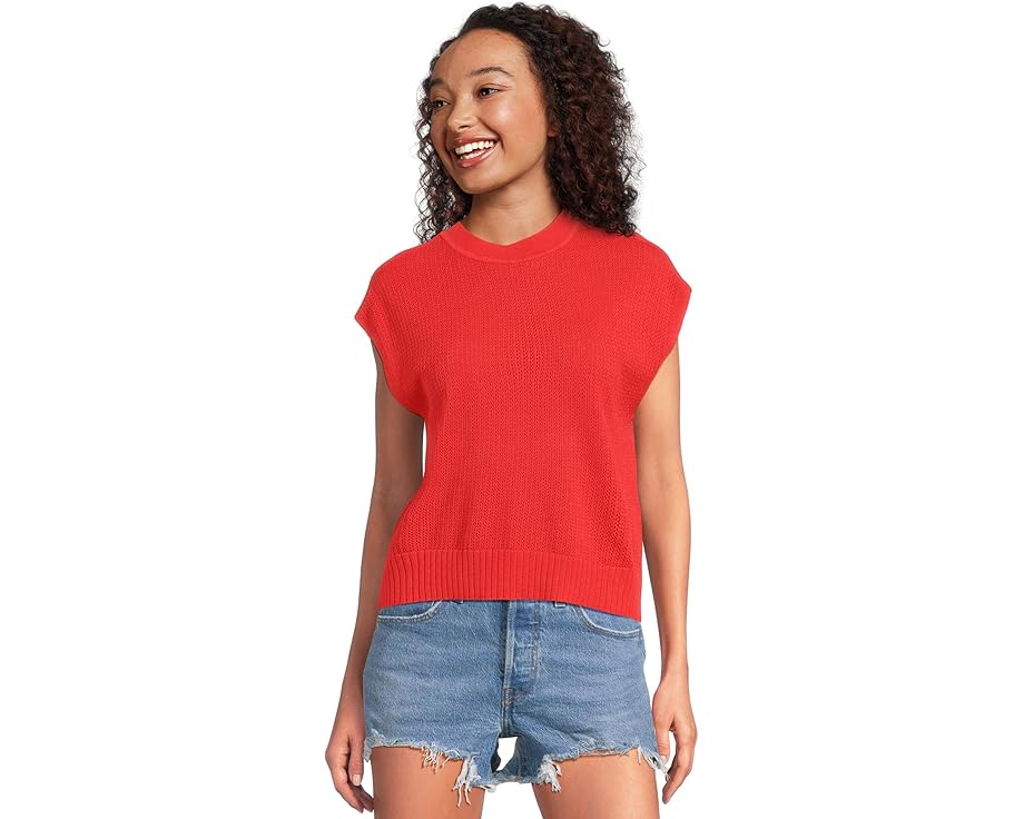 リラピー スリーブ トレーナー 半袖 レディース 【 LILLA P SHORT SLEEVE CREWNECK SWEATER / BEGONIA 】 レディースファッション トップス ニット セーター