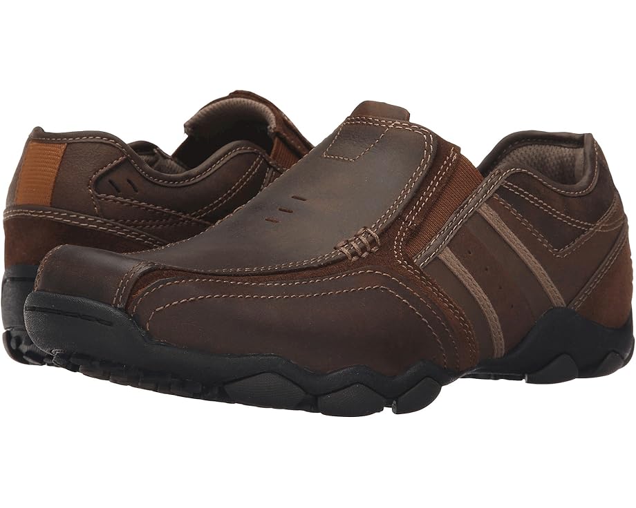 スケッチャーズ クラシック 茶色 ブラウン レザー メンズ 【 SKECHERS CLASSIC FIT DIAMETER - ZINROY / DARK BROWN LEATHER 】 ローファー｜スニケス
