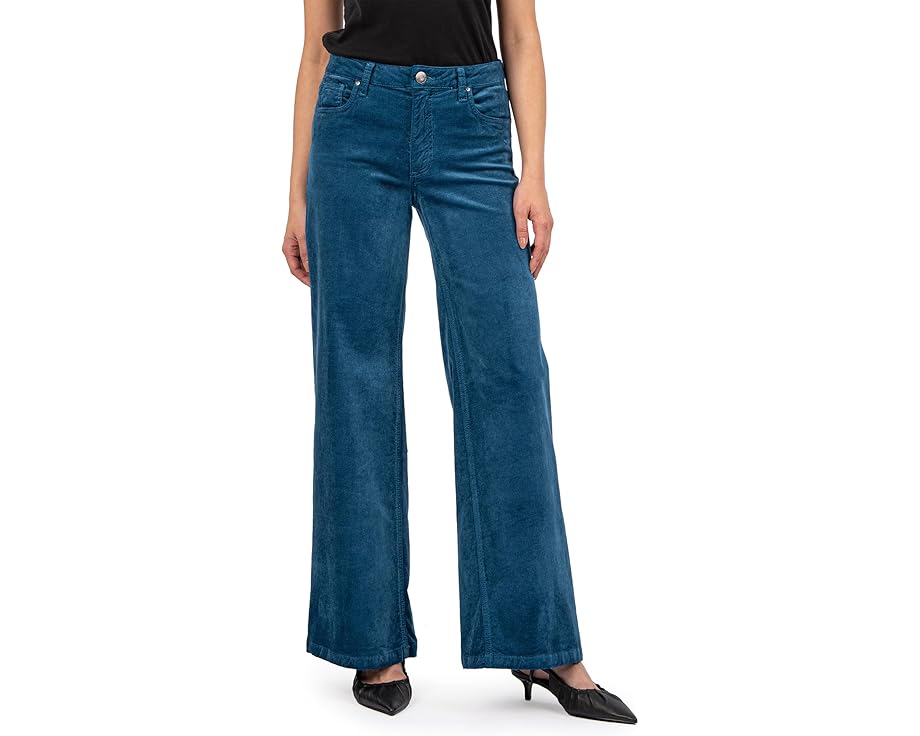 カットフロムザクロス 青色 ブルー レディース 【 KUT FROM THE KLOTH JEAN HIGH-RISE WIDE LEG CLEAN HEM IN TEAL BLUE / TEAL BLUE 】 レディースファッション ボトムス パンツ